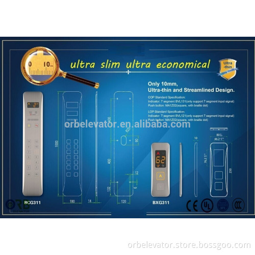 Elevator COP HOP LOP push button panel, ultra slim panel lift part